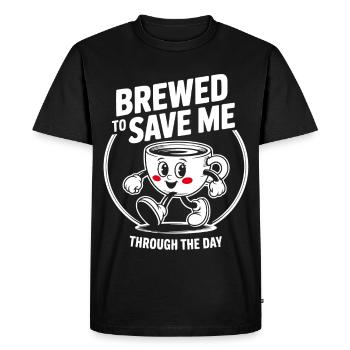 Coffee saves the day - Men's Premium Organic T-Shirt - black - Front - Nico (187cm)