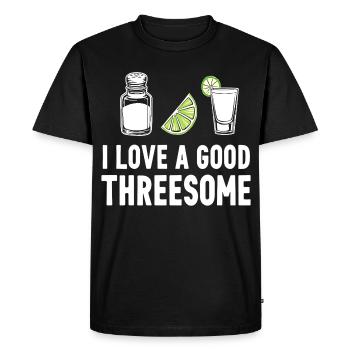 I love good threesome - Men's Premium Organic T-Shirt - black - Front - Nico (187cm)