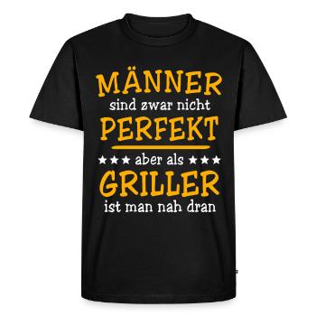 Griller Grilling - Men's Premium Organic T-Shirt - black - Front - Nico (187cm)