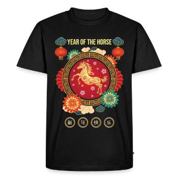Zodiaque chinois Nouvel An chinois Année du cheval - T-shirt Premium bio Homme - noir - Devant - Nico (187cm)