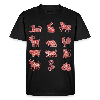 Signe du zodiaque chinois du signe du zodiaque chinois floral - T-shirt Premium bio Homme - noir - Devant - Nico (187cm)