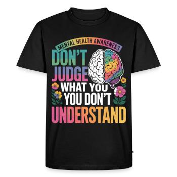 Ne juge pas ce que tu ne comprends pas - T-shirt Premium bio Homme - noir - Devant - Nico (187cm)