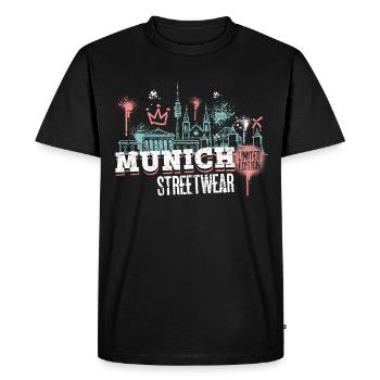 Munich Munich Ville de la silhouette urbaine Allemagne Graffiti - T-shirt Premium bio Homme - noir - Devant - Nico (187cm)