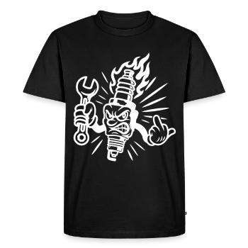 Mauvaise étincelle – Bougie d’allumage malicieuse avec connexions à vis - T-shirt Premium bio Homme - noir - Devant - Nico (187cm)