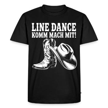 Danse en ligne Venez nous rejoindre ! Bottes western au chapeau de cowboy - T-shirt Premium bio Homme - noir - Devant - Nico (187cm)