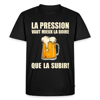Pressure is better to drink it humor beer - Men's Premium Organic T-Shirt - black - Front - Nico (187cm)