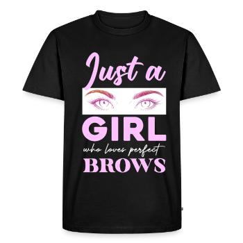 Pink Brow Love Design - Men's Premium Organic T-Shirt - black - Front - Nico (187cm)