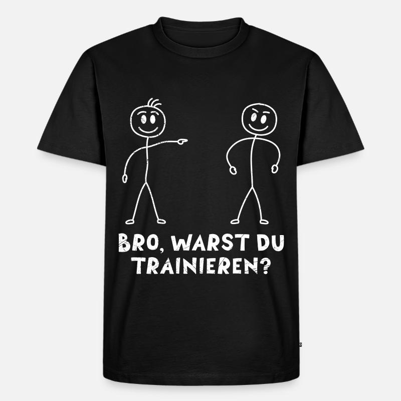 Strichmännchen HAST DU TRAINIERT Lustiges - Männer Premium Bio T-Shirt - Schwarz