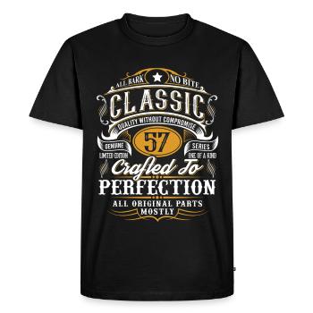 57th Birthday - Men's Premium Organic T-Shirt - black - Front - Nico (187cm)