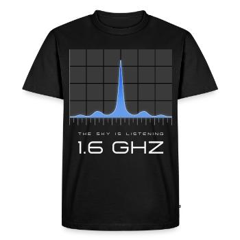 Fréquence UAP 1,6 GHz – Le paradis écoute - T-shirt Premium bio Homme - noir - Devant - Nico (187cm)