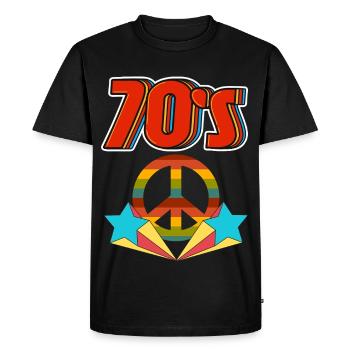 Arc en paix rétro des années 70 - T-shirt Premium bio Homme - noir - Devant - Nico (187cm)