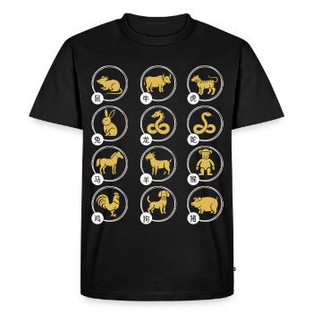 Horoscope animalier du zodiaque chinois du Nouvel An chinois - T-shirt Premium bio Homme - noir - Devant - Nico (187cm)