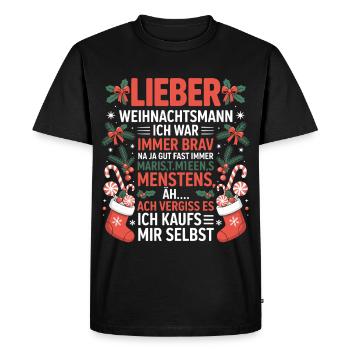 Cadeau du Père Noël en disant : Je vais l’acheter moi-même - T-shirt Premium bio Homme - noir - Devant - Nico (187cm)