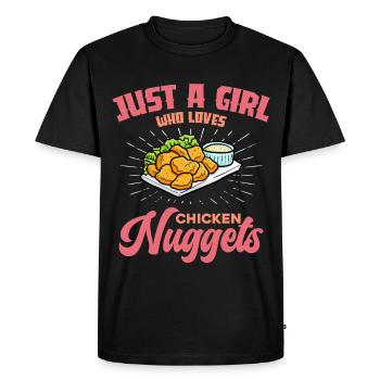 La fille adore les nuggets de poulet - T-shirt Premium bio Homme - noir - Devant - Nico (187cm)