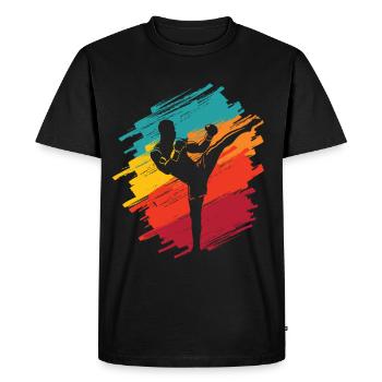 Muay Thai Kickboxer Retro Martial Arts Kickboxing - Men's Premium Organic T-Shirt - black - Front - Nico (187cm)
