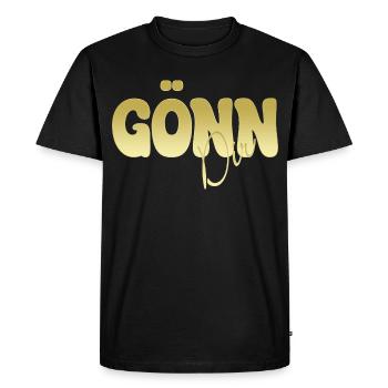 Treat yourself to gold shine typography - Men's Premium Organic T-Shirt - black - Front - Nico (187cm)