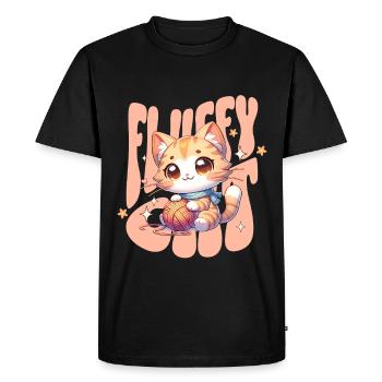 Cuddly Kitten with Yarn Ball Fluffy Cat Cat - Men's Premium Organic T-Shirt - black - Front - Nico (187cm)