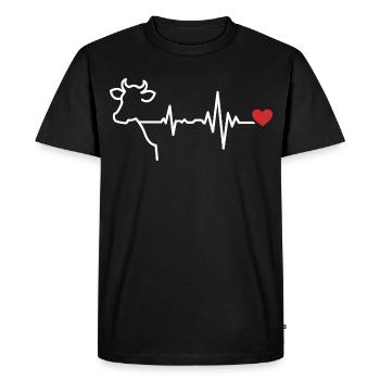 Conception de la ligne de battements de cœur de vache - T-shirt Premium bio Homme - noir - Devant - Nico (187cm)