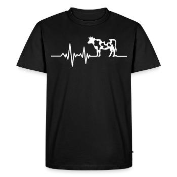 Ligne de vache au battement de cœur - T-shirt Premium bio Homme - noir - Devant - Nico (187cm)