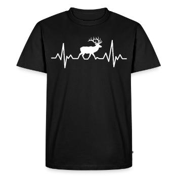 Battement de cœur Silhouette de cerf - T-shirt Premium bio Homme - noir - Devant - Nico (187cm)