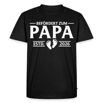 Promu Papa 2026 Paternité - T-shirt Premium bio Homme - noir - Devant - Nico (187cm)