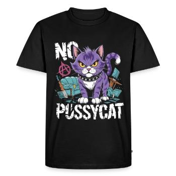 Rebellious Cat No Pussycat Design - Men's Premium Organic T-Shirt - black - Front - Nico (187cm)