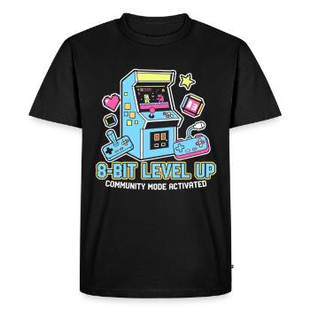 8-Bit LEVEL Arcade Retro Gaming Community - Men's Premium Organic T-Shirt - black - Front - Nico (187cm)