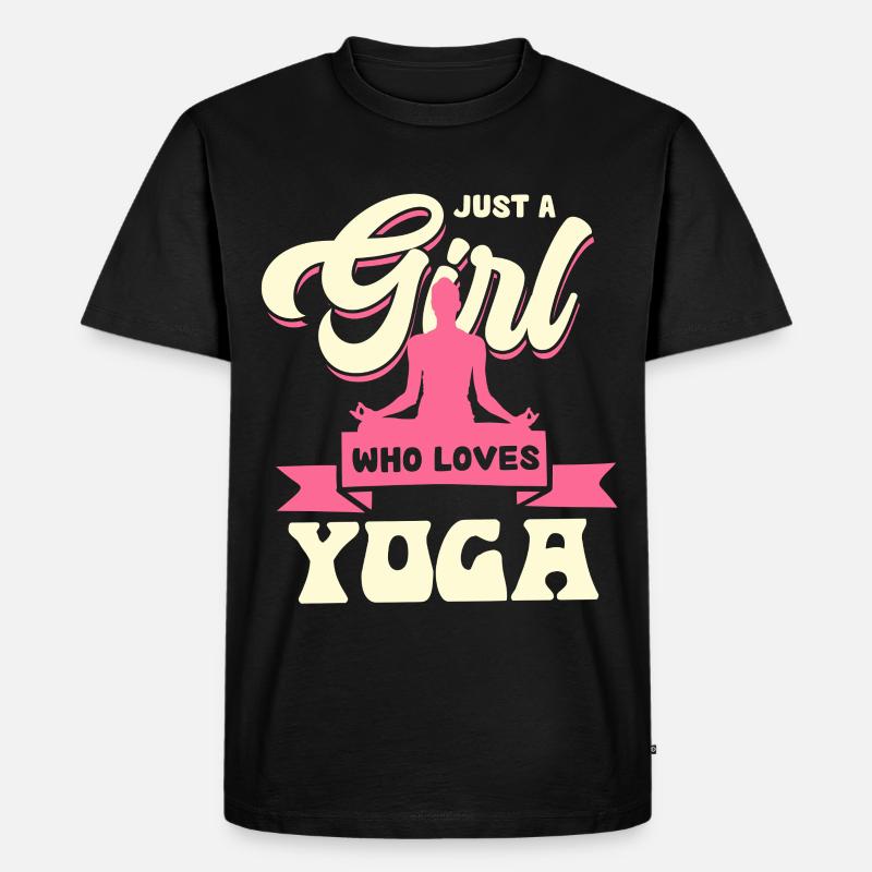 Mädchen mit Yoga-Leidenschaft - Männer Premium Bio T-Shirt - Schwarz
