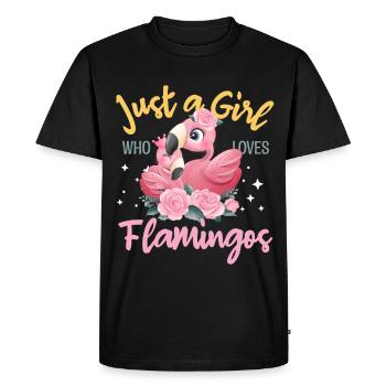 Une seule fille aime les flamants roses - T-shirt Premium bio Homme - noir - Devant - Nico (187cm)