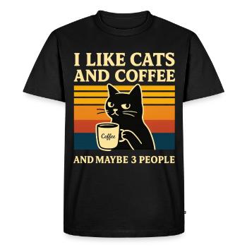 Retro Humor I Like Cats & Coffee House Cats - Men's Premium Organic T-Shirt - black - Front - Nico (187cm)