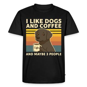 I Like Dogs & Coffee Humor Dog Funny Animal - Men's Premium Organic T-Shirt - black - Front - Nico (187cm)