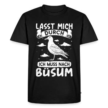 Vacances à la mer du Nord LET ME THROUGH DOIT ALLER À BÜSUM - T-shirt Premium bio Homme - noir - Devant - Nico (187cm)