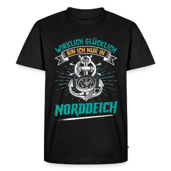 Mer du Nord JE NE SUIS VRAIMENT HEUREUX QUE DANS - T-shirt Premium bio Homme - noir - Devant - Nico (187cm)