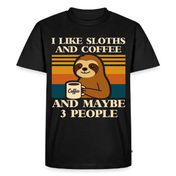 Sloth Coffee Saying Retro Humor Sloth Animal - Men's Premium Organic T-Shirt - black - Front - Nico (187cm)