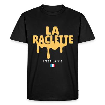 Raclette is life | Cheese & Winter Humor - Men's Premium Organic T-Shirt - black - Front - Nico (187cm)