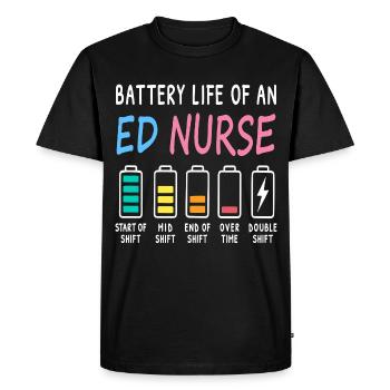 Emergency Nurse Battery Level Levels Humor - Men's Premium Organic T-Shirt - black - Front - Nico (187cm)