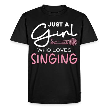 Girl Loves Singing – Microphone Motif - Men's Premium Organic T-Shirt - black - Front - Nico (187cm)