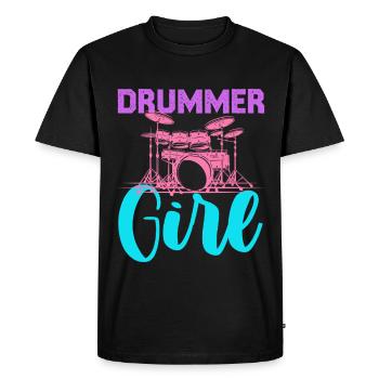 Drummer Girl Neon Pastel - T-shirt Premium bio Homme - noir - Devant - Nico (187cm)