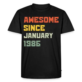 Génial Depuis Janvier 1986 Cadeau d'anniversaire  - T-shirt Premium bio Homme - noir - Devant - Nico (187cm)