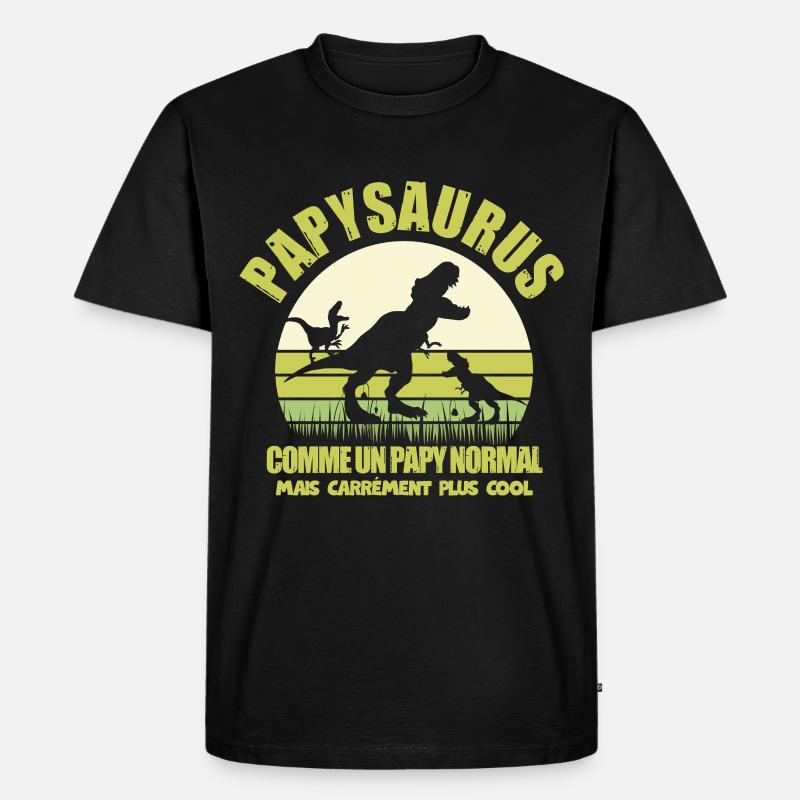 Papysaurus als normaler Opa-Humor - Männer Premium Bio T-Shirt - Schwarz