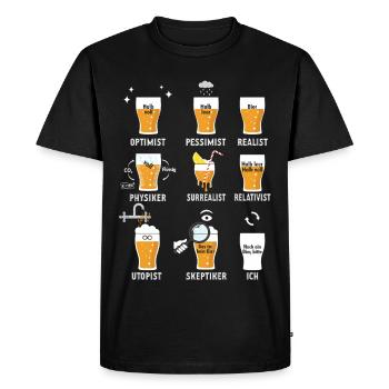 Beer Gift Half Full Quote Sarcasm Nerd Humor - Men's Premium Organic T-Shirt - black - Front - Nico (187cm)