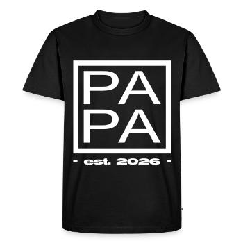 Papa est 2026 Father's Day - Men's Premium Organic T-Shirt - black - Front - Nico (187cm)