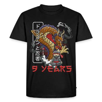 Dragon Ninja avec un style japonais 9 ans - T-shirt Premium bio Homme - noir - Devant - Nico (187cm)
