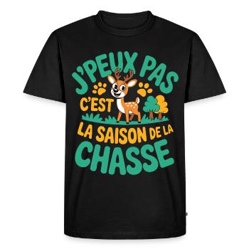 J’Peux Pas C’est la Saison de la Chasse - T-shirt Premium bio Homme - noir - Devant - Nico (187cm)