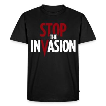 Stop The Invasion Against Aggression - Men's Premium Organic T-Shirt - black - Front - Nico (187cm)