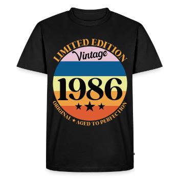 1986 Anniversaire Vintage Cadeau d'Anniversaire 86 - T-shirt Premium bio Homme - noir - Devant - Nico (187cm)