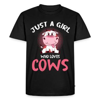 Une seule fille aime les vaches - T-shirt Premium bio Homme - noir - Devant - Nico (187cm)
