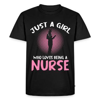 Juste une infirmière – Demi-teinte rose - T-shirt Premium bio Homme - noir - Devant - Nico (187cm)