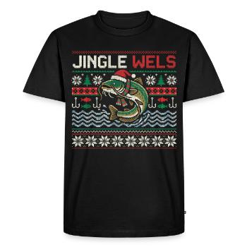 Jingle Catfish - Cadeau de Noël du Pescador Drôle - T-shirt Premium bio Homme - noir - Devant - Nico (187cm)
