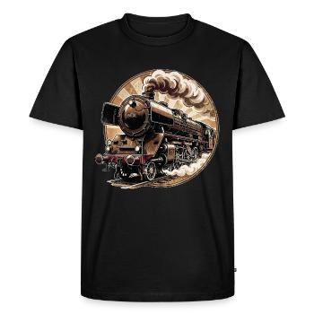 Locomotives à vapeur anciennes - T-shirt Premium bio Homme - noir - Devant - Nico (187cm)